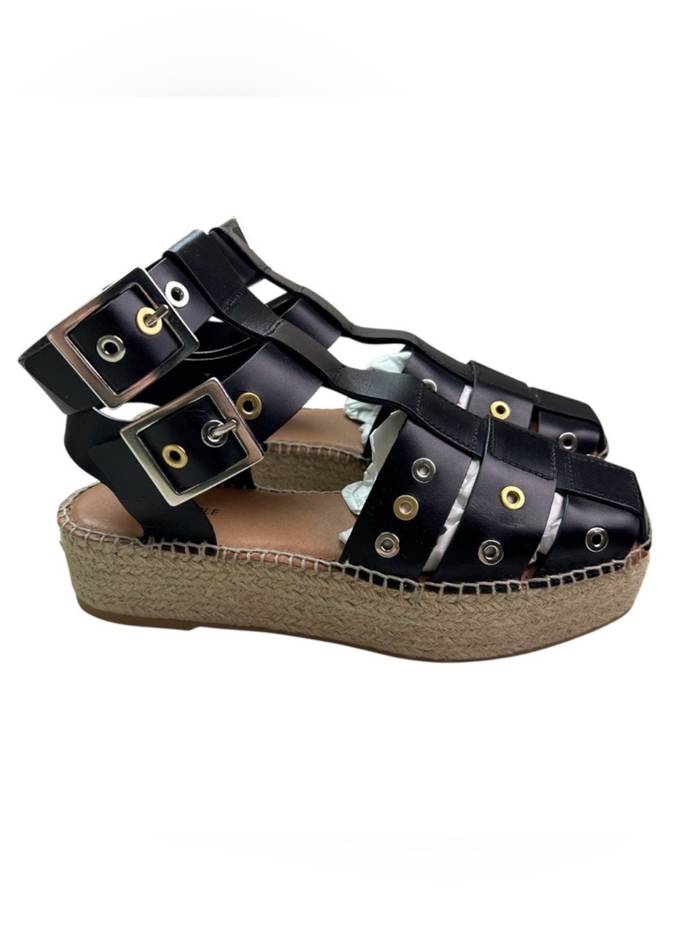 Free People NEW Gable Gladiator Espadrille Black Platform Sandals Size 37 (7)